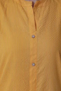 Set Of 2: Bee Yellow Cotton Kurti With Palazzo Set image 5