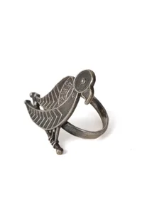 Oxidized Silver Parrot Ring image 3