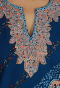 All-Over Embroidered Blue Kashmiri Phiran with Paisleys- Free Size image 6