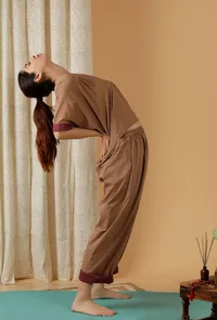 Set Of 2: Mulmul Cotton Solid Chocolate Brown Top And Straight Pants image 1