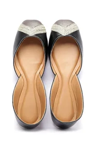 Black Embroidered Cruelty-Free Leather Juttis image 1