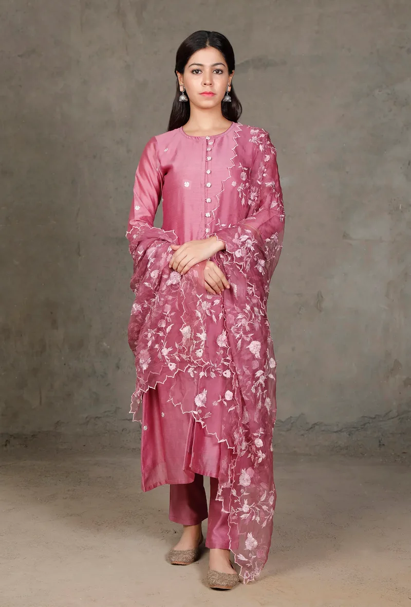 Purple Organza Dupatta