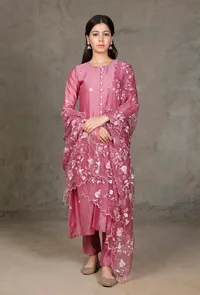 Purple Organza Dupatta image 1