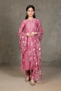 Purple Organza Dupatta image 3