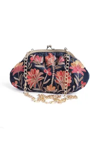 Navy Blue gathered clutch image 1