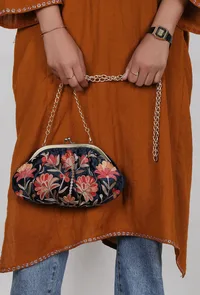 Navy Blue gathered clutch image 2