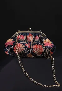 Navy Blue gathered clutch image 3