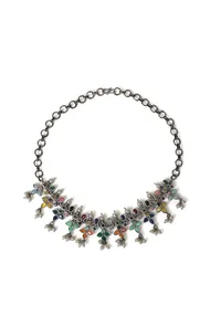 Multicolor Oxidized Necklace and Earring Set image 2