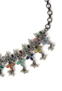 Multicolor Oxidized Necklace and Earring Set image 3