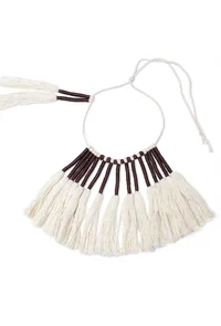 White and Black Thread Silver Tribal Necklace image 2