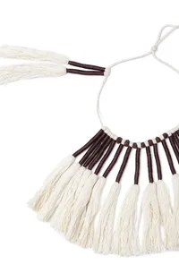 White and Black Thread Silver Tribal Necklace image 3