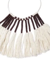 White and Black Thread Silver Tribal Necklace image 4