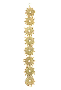 Royal Punjabi Heritage Golden Filigree Bridal Parandi Hair Accessory image 2