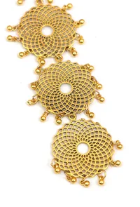 Royal Punjabi Heritage Golden Filigree Bridal Parandi Hair Accessory image 4