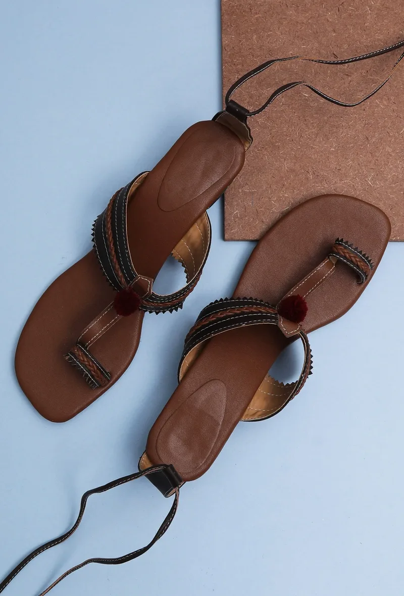 Emilia Brown Cruelty Free Leather Heels Sandals