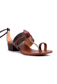 Emilia Brown Cruelty Free Leather Heels Sandals image 4