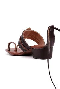 Emilia Brown Cruelty Free Leather Heels Sandals image 5