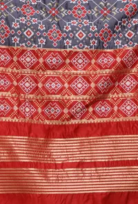 Navy Blue & Red Color Semi Silk Dupatta With Zari Weaving image 5