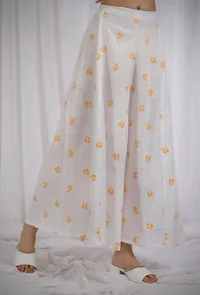 Orange and White Cotton Kalidar Pants image 2