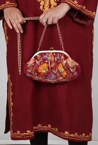 Red gathered clutch image 2