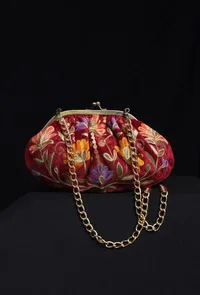 Red gathered clutch image 3