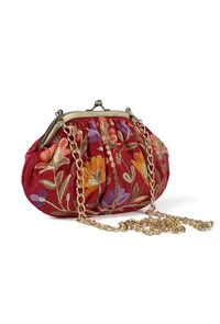 Red gathered clutch image 4