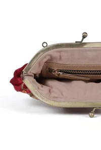 Red gathered clutch image 6