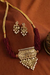 Maroon Pearl Royal Necklace image 1