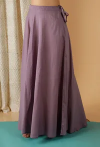 Mulmul Cotton Solid Lilac Flared Drawstring Skirt image 2