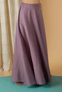 Mulmul Cotton Solid Lilac Flared Drawstring Skirt image 3