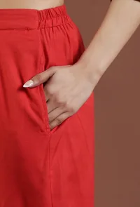 Solid Red Shantoon Straight Fit Ethnic Pant image 5