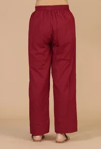 Set of 2: Block Printed Kaftan Kurta with Red Cotton Pants image 5