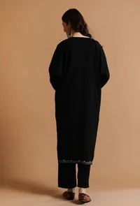 Kashmiri Sozni Embroidery Black Phiran-Free Size image 4