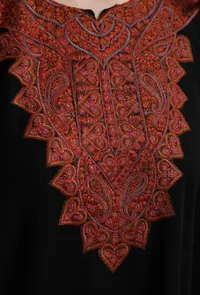Kashmiri Sozni Embroidery Black Phiran-Free Size image 5