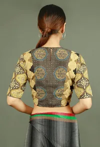 Beige Ajrakh Printed Pure Cotton Blouse image 4