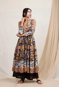 Set of 2: Three Print Kalamkari Kurta And Palazzos image 2