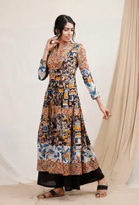 Set of 2: Three Print Kalamkari Kurta And Palazzos image 3
