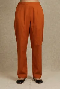 Solid Orange Rust Narrow Fit Pants image 1