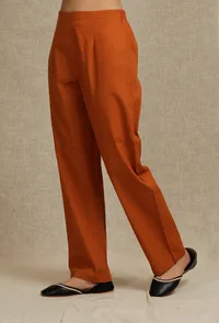 Solid Orange Rust Narrow Fit Pants image 3