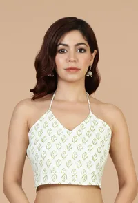 Sea Green Floral Woven Kota Doriya Saree with Black Border & Unstitched Blouse image 5