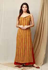 Red and Yellow Modal Ajrakh Cowl Slip image 1