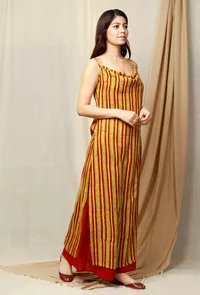 Red and Yellow Modal Ajrakh Cowl Slip image 3