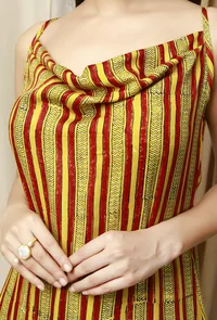 Red and Yellow Modal Ajrakh Cowl Slip image 5