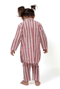 Set of 2 - Pink Stripe U Cut Kurta Pyjama image 4