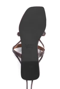 Brown Linked Chain Summer Tie Up Flats image 4