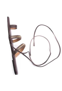 Brown Linked Chain Summer Tie Up Flats image 5