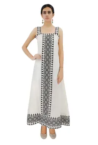 Sleeveless Cotton Dress With Black Cross Stitch Work image 2