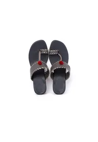 Grey Cruelty Free Heels with Pom Poms image 3