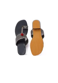 Grey Cruelty Free Heels with Pom Poms image 4