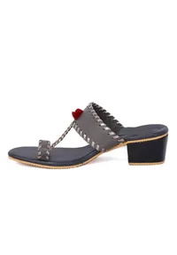 Grey Cruelty Free Heels with Pom Poms image 5